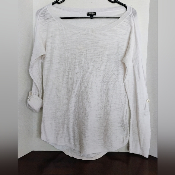 Express Women’s Blouse Size S – Lightweight White Casual AdjustableExpress whi - Picture 4 of 8